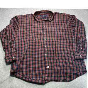 Ralph‎ Lauren Shirt XXL Plaid "The Big Shirt" Mens Long Sleeve 2XL Red Blue